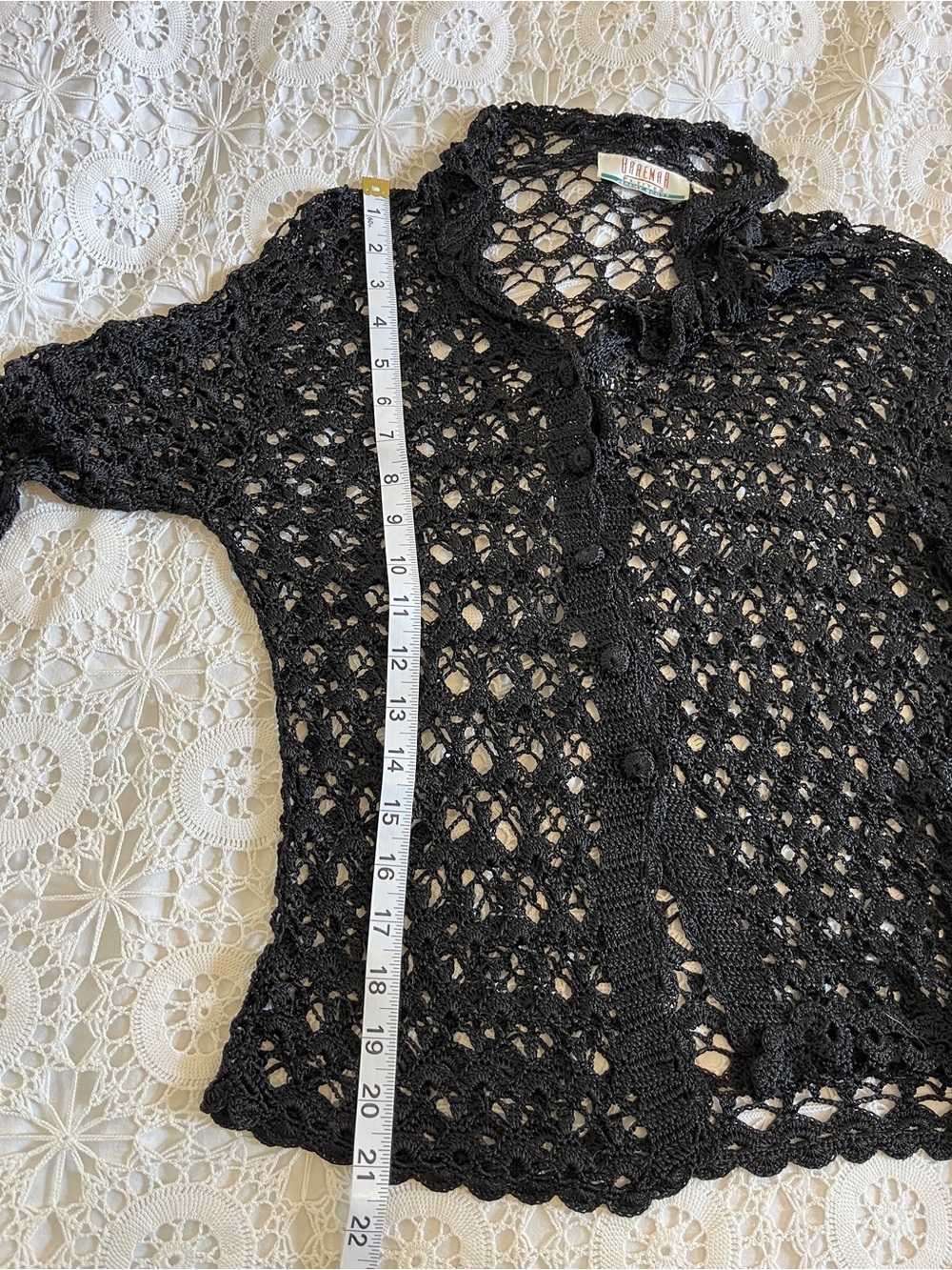 Vintage Jeremy Scott Bremar black crocheted cardigan top - Picture 5 of 8